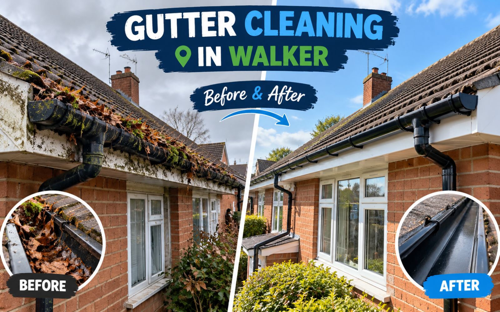 Gutter cleaning on a home in Walker