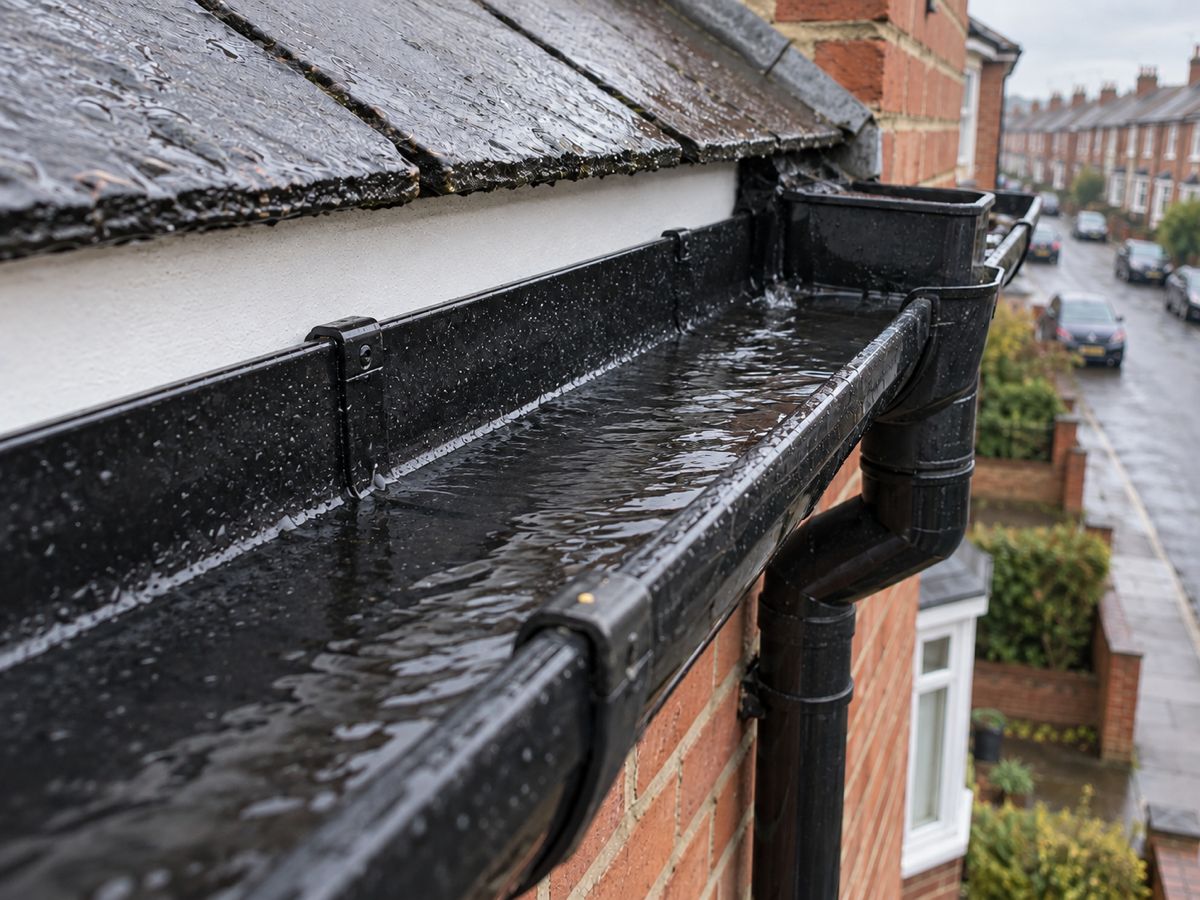 After: blocked gutter outlet cleared
