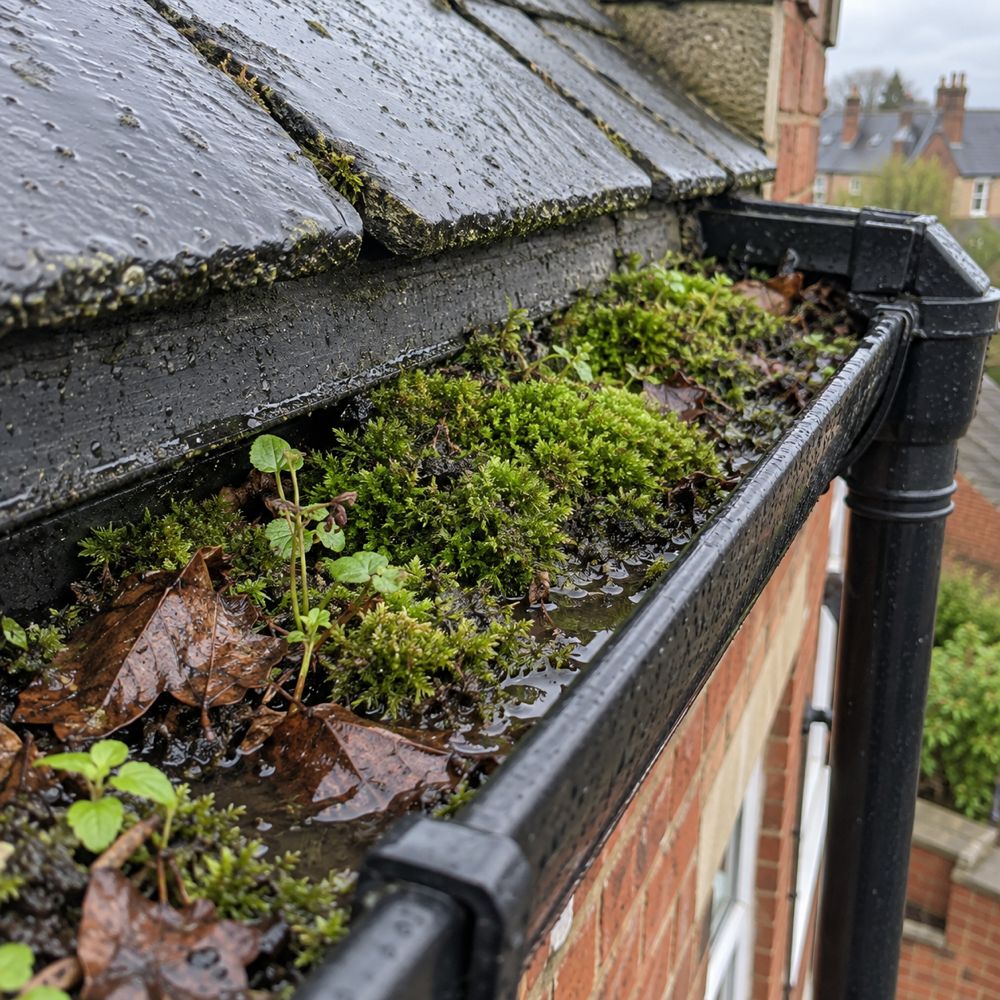 Close-up of moss in a gutter
